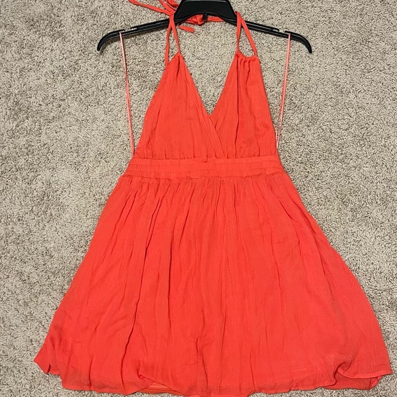Coral Halter Dress - Picture 1 of 4